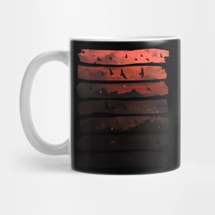 Birds and Mountains - Epic Red Sunset Mug